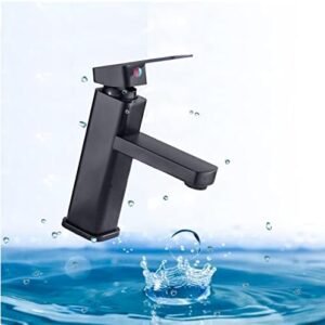 Biella™ Matte Black Bathroom Basin Mixer With Pop Up Drain And Hoses - Modern Hot & Cold Water Lavatory Washbasin Faucet For Kitchen Bathroom