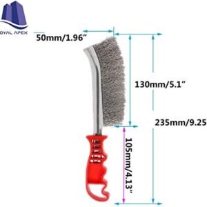 Royal Apex Plastic Handle Stainless Steel Wire Brush DIY Metal Cleaner Rust Paint Removing Tool Hand Scratch Brush.