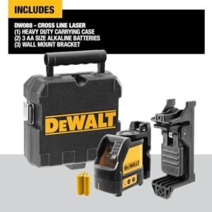 DEWALT DW088CG-XJ Green Beam Cross Line Laser with Carry Case, Yellow/Black