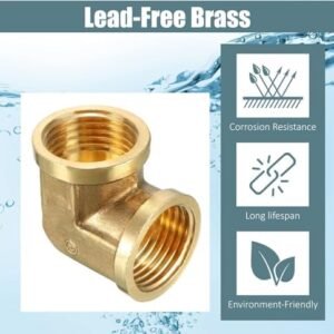 Royal Apex 2pcs Set Brass Multi Purpose Hose Fittings with BSP Thread For Plumbing, Gas, Hot Water Pipe Connector, Pneumatic etc (Female Elbow, 1/2 Inch)