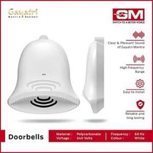 Gm Gayatri Mantra Door Bell, Hindu Devotional Song Bell,DC Power White, GM 4026