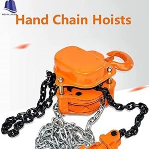 Royal Apex Manual Chain Block Hoist Come Along 1 TON 1100 LBS Cap 3 Metre Lift 2 Heavy Duty Hooks Commercial Grade Steel for Lifting Pulling Construction Building Garage Warehouse Automotive Machinery