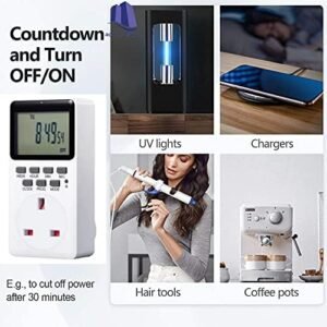 Royal Apex Digital Timer Switch Socket Plug-in Programmable 24 Hours & 7 Days Energy Saving 230VAC 13A Timer Switch Energy Saving Intelligent Electronic Timing Socket