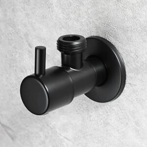 Biella Angle Stop Valve 1/2 inch x Matte Black Shut Off Water Control Faucet Single Handle Shower Triangle for Bathroom Toilet Bidet