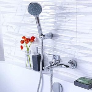 Royal Apex Chrome Plated Brass Shower Mixer – Wall Mounted Single Lever Faucet With Handheld Shower Head Set For Hot & Cold Water