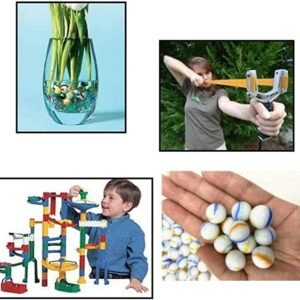 Melfi™ 75Pcs Glass Marbles Fun Retro Toys for Kids Round Marble Beads Bouncing Ball Pat Toys I Variety of Patterns for Crafting, Party Favors & House Decor