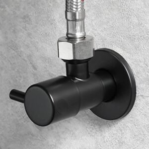 Biella Angle Stop Valve 1/2 inch x Matte Black Shut Off Water Control Faucet Single Handle Shower Triangle for Bathroom Toilet Bidet