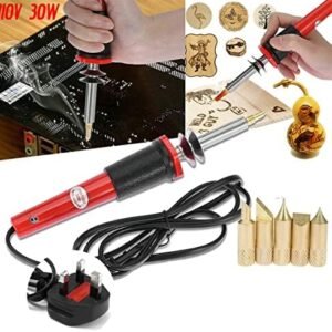 Melfi  Multi-purpose 30W 240VAC Multi Tipped Wood Burning Soldering Iron Kit Anti-Oxidation 5 Heads Electric Engraving Pen, Pyrography Pen Kit, for Metal Glass for Metal