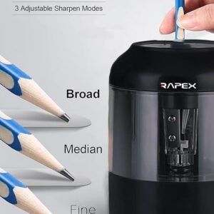 Rapex Pencil Sharpener, USB & Battery Operated with Blade Refill, Sharpens Fast, 3 Adjustable Sharpening Modes, Portable and Safety Design for School Classroom Office Home Use