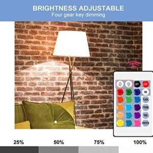 Royal Apex Color Changing Light Bulb with Remote 10W, Dimmable LED Light Bulbs, E27 Screw Base, RGB & Soft Warm White, 16 Color Choices for Home Decor, Bedroom, Dance & Stage Party etc (Single Pack)