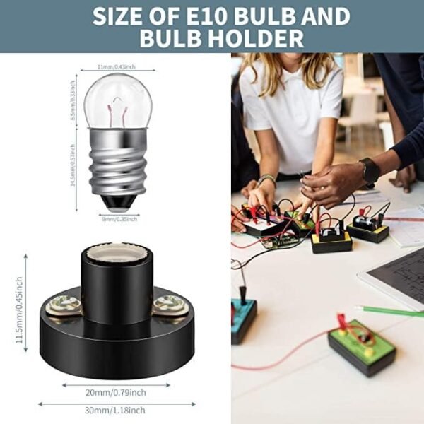 Royal Apex Miniature Screw Base Light Bulb and Holder Lamp Flashlight Torch DIY Work Light Etc…. E10 (E10 Bulb&Holder Pack of 10)