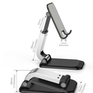 Melfi™ Q7 Foldable Cell Phone Stand, Height Adjustable Cell Phone Holder with Silicon Pad for Desk. Fully Forldable Mobile Phone Holder, Compatible with All Mobile Phones