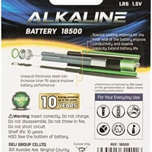 Deli Aa Lr6 Alkaline Battery 2-Pieces, Blue/Silver, E18500