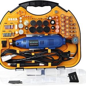 Royal Apex Die Grinder Tool Kit with MultiPro Keyless Chuck and Flex Shaft - 211pcs Accessories Variable Speed 130W Electric Drill Set for Grinding Engraving Crafting Projects and DIY Creations