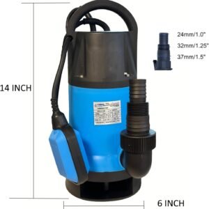 Vespa 10 Mtr Apollo 100f 1hp Electric Portable Pvc Body Submersible Water Sump Pumps Low Suction For Garden Pond Basement With Float Switch