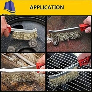 Royal Apex Plastic Handle Stainless Steel Wire Brush DIY Metal Cleaner Rust Paint Removing Tool Hand Scratch Brush.