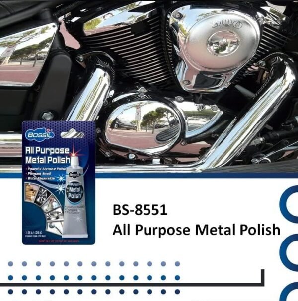 Bossil All Purpose Metal Polish Clean & Polish Metal Surfaces Chrome, Aluminum, Stainless Steel, Copper Brass, etc. BS - 8551 - Image 3