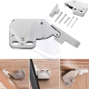 Biella 2Pcs Automatic Spring Snap System Push-in Touch Lock Mini Tip Latch Cabinet Door Furniture Safety Lock