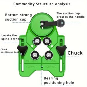 Melfi Precision Ceramic & Glass Hole Locator - Accurate Chamfer Tool with Suction Cup Fixing - Perfect for Drilling, No-Mess Installation on Tiles, Glass, and Marble