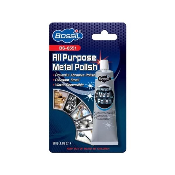 Bossil All Purpose Metal Polish Clean & Polish Metal Surfaces Chrome, Aluminum, Stainless Steel, Copper Brass, etc. BS - 8551