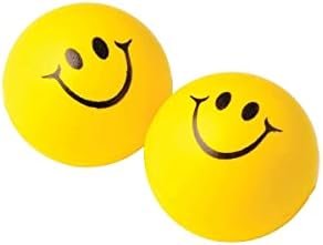 Biella™ Anti Stress Balls,Neon Yellow Smile Funny Face Stress Ball, ,Stress Relief Ball,Smiley Squeezers,Hand Exercise Balls, Perfect For Relieving Anxiety( Pack Of 2 )