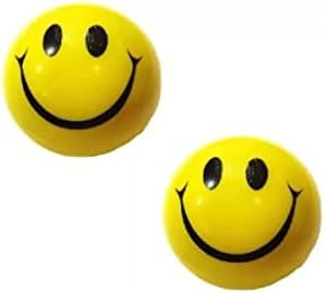 Biella™ Anti Stress Balls,Neon Yellow Smile Funny Face Stress Ball, ,Stress Relief Ball,Smiley Squeezers,Hand Exercise Balls, Perfect For Relieving Anxiety( Pack Of 2 )