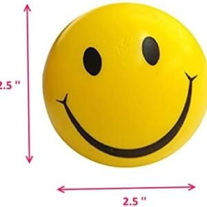 Biella™ Anti Stress Balls,Neon Yellow Smile Funny Face Stress Ball, ,Stress Relief Ball,Smiley Squeezers,Hand Exercise Balls, Perfect For Relieving Anxiety( Pack Of 2 )