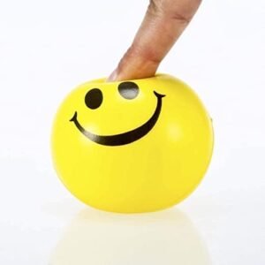 Biella™ Anti Stress Balls,Neon Yellow Smile Funny Face Stress Ball, ,Stress Relief Ball,Smiley Squeezers,Hand Exercise Balls, Perfect For Relieving Anxiety( Pack Of 2 )