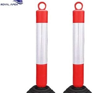 Royal Apex Rebound Flexible 75 CM Road Traffic Safety Knock Down High Quality PVC Bollards Spring Portable Flexi Bollards Warning Post with Reflective Tape Pack of 2