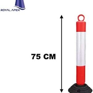 Royal Apex Rebound Flexible 75 CM Road Traffic Safety Knock Down High Quality PVC Bollards Spring Portable Flexi Bollards Warning Post with Reflective Tape Pack of 2