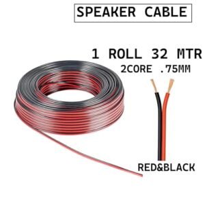 Melfi 2 Core .75mm Speaker Cable Wire - Ideal For Home Hifi/car Audio, 32mtr For Car Speakers, Stereos, Subwoofers And Home Theater (RED&BLACK)