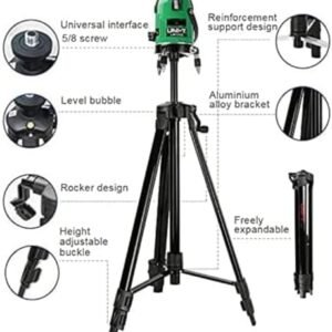 UNI-T LM301 Height Adjustable Aluminum Alloy Multi Purpose Tripod Stand 1.5M for Laser Level, Camera, Measuring Meter, Cross Lase Liner