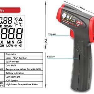 Uni-T Ut300S Handheld Non Contact Infrared Thermometer Industrial Electronic Temperature Tester With Alarm