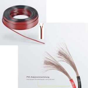 Melfi 2 Core .75mm Speaker Cable Wire - Ideal For Home Hifi/car Audio, 32mtr For Car Speakers, Stereos, Subwoofers And Home Theater (RED&BLACK)