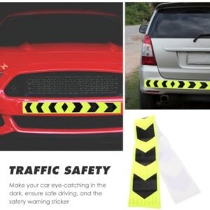 Biella™ 90cm Visibility Waterproof Yellow Black Arrow Printed Self-adhesive Fluorescence Reflective Warning Stickers For Vehicle (5CM) Pack Of -2