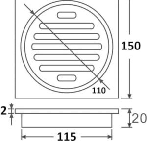 Beilla Modern Matt Black Stainless Steel Floor Drain – 150mm x 150mm | Quick Drainage with Hair Strainer for Bathroom, Kitchen, and Toilet