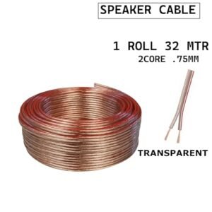 Melfi 2 Core .75mm Speaker Cable Wire - Ideal For Home Hifi/car Audio, 32mtr For Car Speakers, Stereos, Subwoofers And Home Theater (TRANSPARENT)