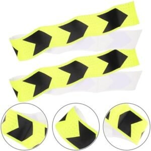 Biella™ 90cm Visibility Waterproof Yellow Black Arrow Printed Self-adhesive Fluorescence Reflective Warning Stickers For Vehicle (5CM) Pack Of -2