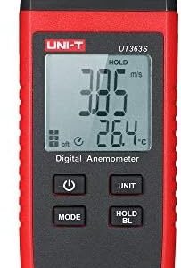 UNI-T Wind Speed Meter, Ut363S Mini Lcd Digital Anemometer Handheld Wind Speed Meter Air Velocity Temperature Tester