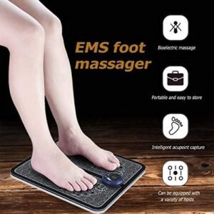 Melfi Foot Massager Stimulator Full Automatic Massage Circulation Pad. 19 Intensity Levels, Folding Portable Muscle Mat Accessories With USB Rechargeable Electric Deep Kneading Booster For Legs…