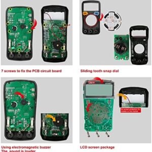 Uni-T Digital Multimeter Voltage Current Resistance Ohm Capacitance NCV Tester LCD Backlite Red and grey 134mm x 77mm 47mm, Ut33c+