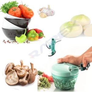 Rapex Polypropylene Mini Handy and Compact Chopper with 3 Blades for Effortlessly Chopping Vegetables and Fruits for Kitchen 400 ml