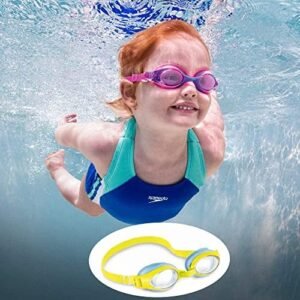 Rapex Multicolor Unisex-Child Swim Goggles Ages 3-8 Pack of 1 Fun Goggles with Polycarbonate Lenses, Phthalate Free with Adjustable Strap and Nose Belt.