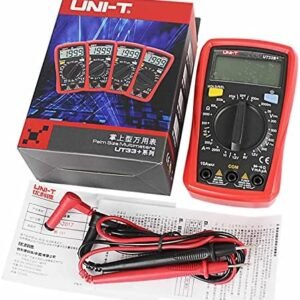 Uni-T Digital Multimeter Voltage Current Resistance Ohm Capacitance NCV Tester LCD Backlite Red and grey 134mm x 77mm 47mm, Ut33c+