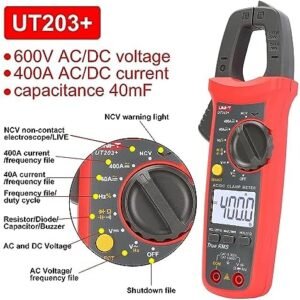 Uni-T-UT203+ True RMS, 4000 counts, 400A AC/DC Digital Clamp Meter