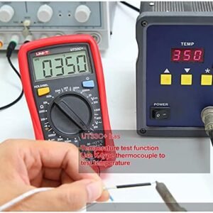 Uni-T Digital Multimeter Voltage Current Resistance Ohm Capacitance NCV Tester LCD Backlite Red and grey 134mm x 77mm 47mm, Ut33c+