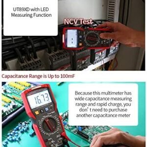 UNI-T UT89XD Digital Multimeter High Accuracy Handheld Mini Universal Meter 6000 Counts LCD Display True RMS Measure AC/DC Voltage Current Resistance Capacitance LED Test Frequency Diode Tester with