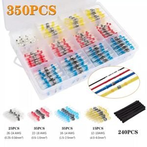 Royal Apex 350 Pcs Solder Seal Wire Connectors Kit - Polyolefin Insulated Waterproof Heat Shrink Butt Terminals Electrical Wire Connectors Solder & Seal Heat Shrink Butt With Soldering Sleeve