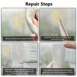 Paoker Strong Adhesive Window Screen Repair Tape - 2M Anti-Insect Mesh Patch For Dorm Doors & Curtains, Easy Apply For Torn Screens