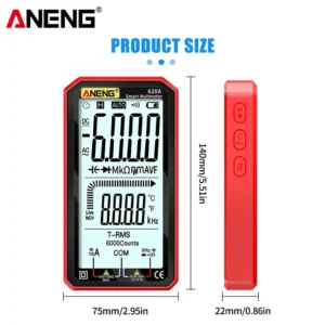 ANENG 620A multimeter provides true RMS measurement, ensuring accurate readings for capacitance, resistance, and temperature